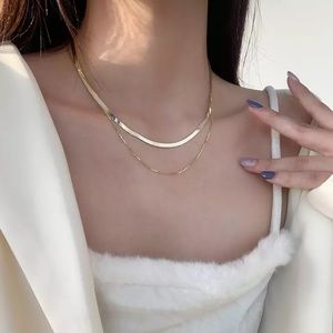 New 18K Gold Vermeil Sterling Silver 925 Layered adjustable Necklace